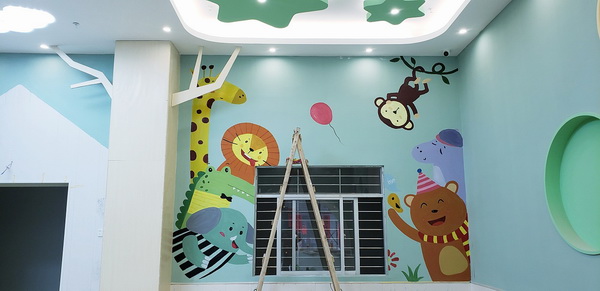幼儿园墙绘外墙卡通动物