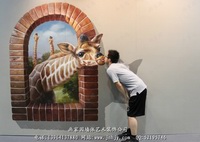 展览馆手绘3D立体画长颈鹿