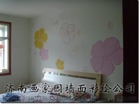 济南墙绘-简单的卧室床头墙面彩绘图